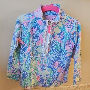 Lilly Pulitzer Pink and Blue Rashguard Swim Top